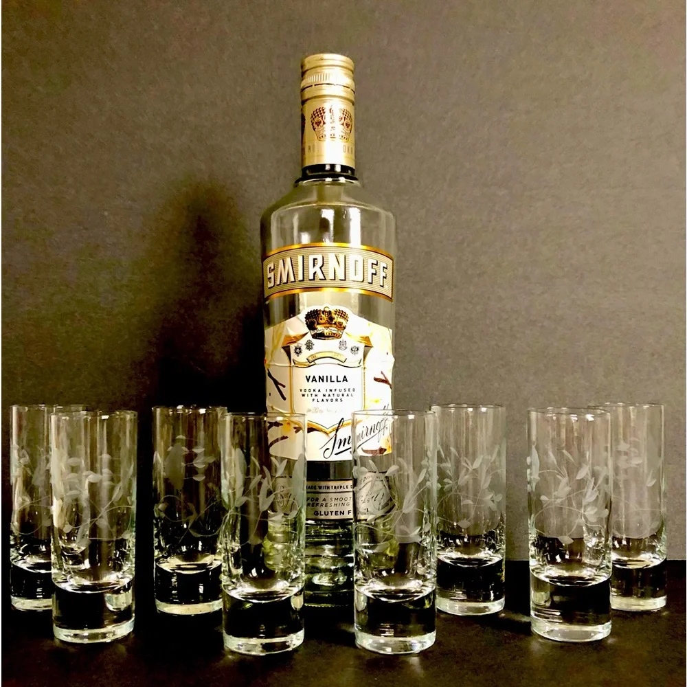 Cocktail glasses etched lead free crystal set of four Williams Sonoma